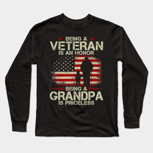 Mens Being A Veteran Is An Honor Being A Grandpa Is Priceless Long Sleeve T-Shirt